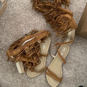 Fringe gladiator sandals
